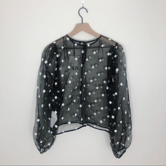 SOLD NWT Zara Embroidered Organza Sheer Blouse - Picture 6 of 8